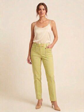 Valentino Lime Green Straight Leg Pants